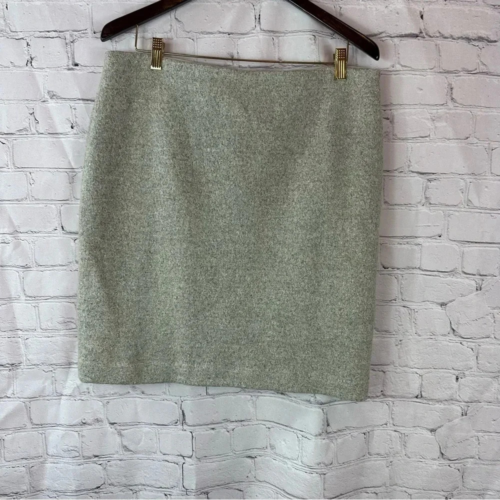 ann taylor lined pencil skirt sz 14 wool blend grey silver metallic